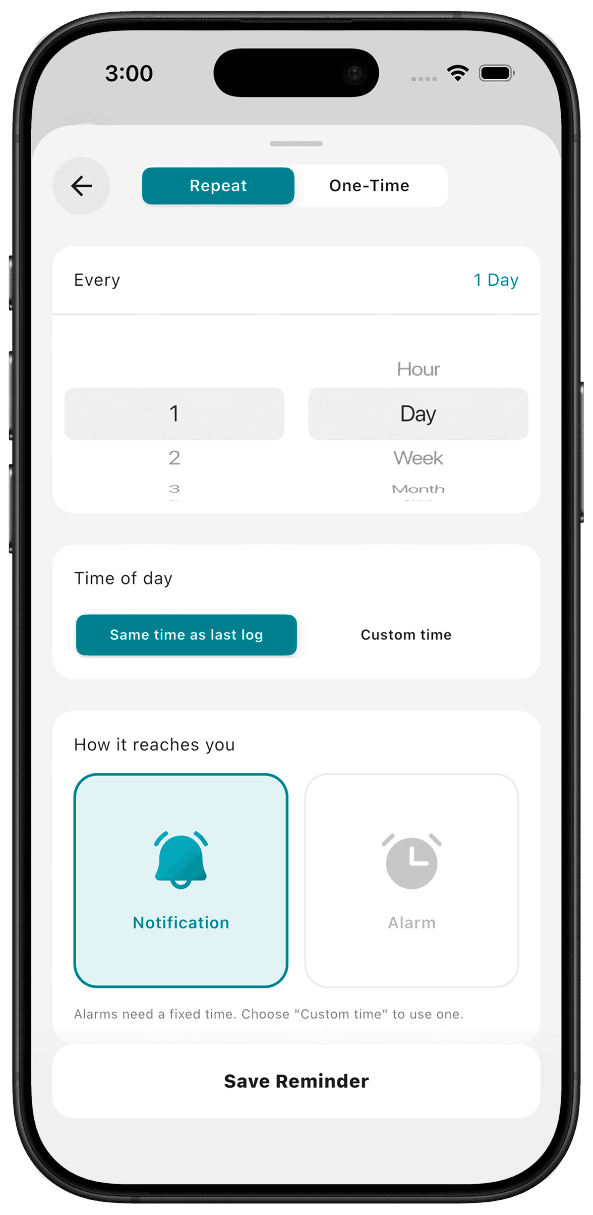 Reminders scheduled for a counter
